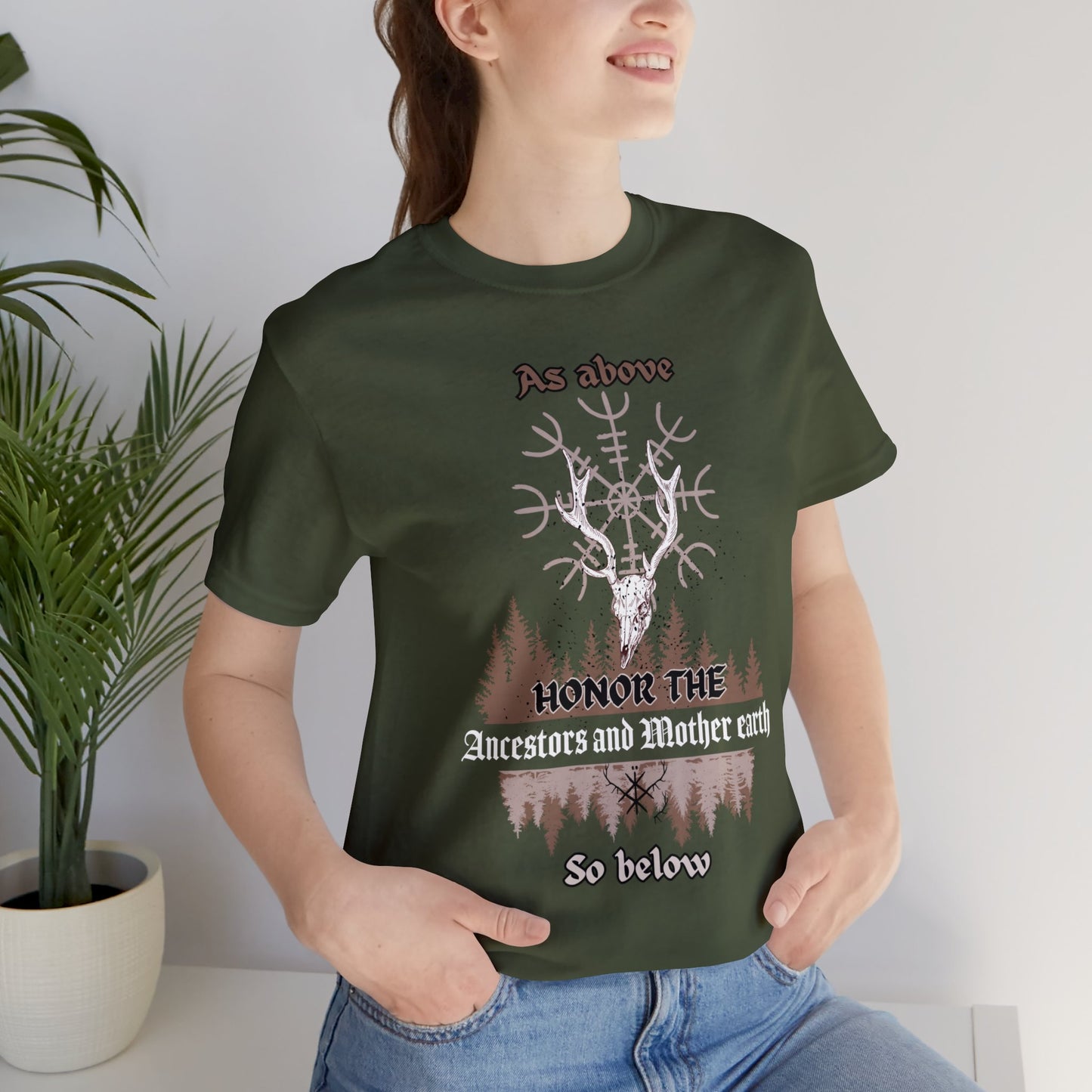 Honor the Ancestors and Mother earth ᚾ THE OFFBEAT RUNARS Unisex Jersey Short Sleeve Tee