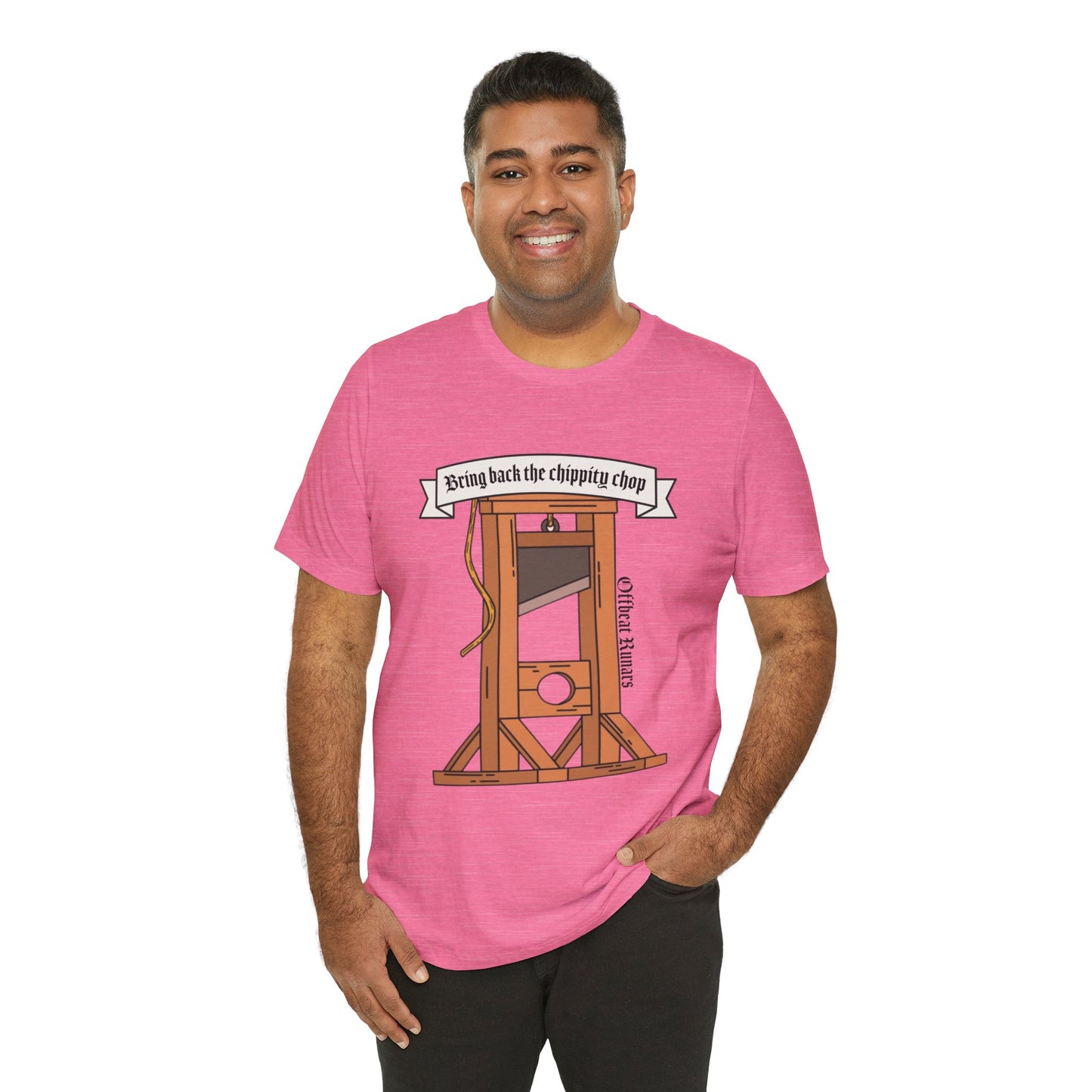 Bring back the chippity chop Guillotine ᚾ THE OFFBEAT RUNARS CO. Unisex Jersey Short Sleeve Tee