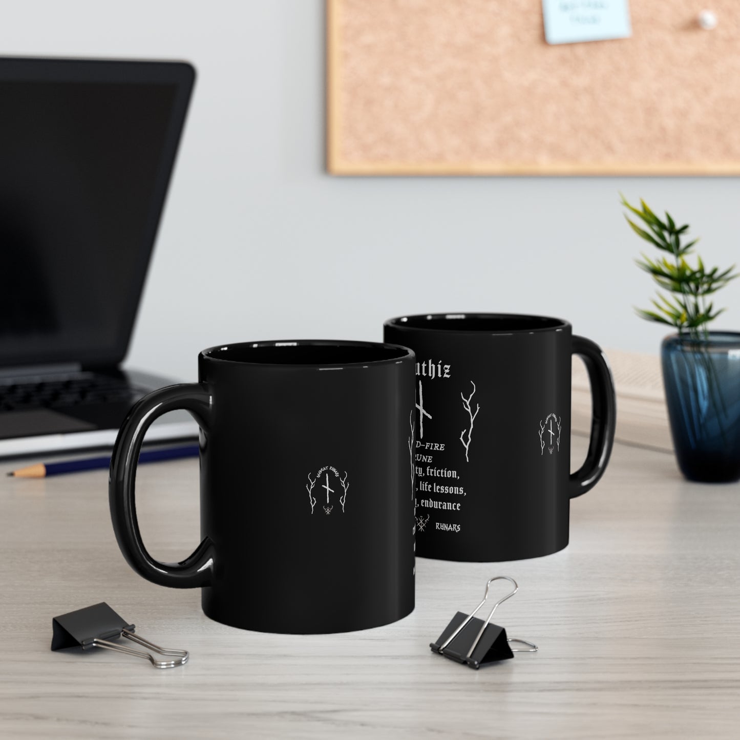 Nauthiz Black Mug 11 oz ᚾ THE OFFBEAT RUNARS Co.