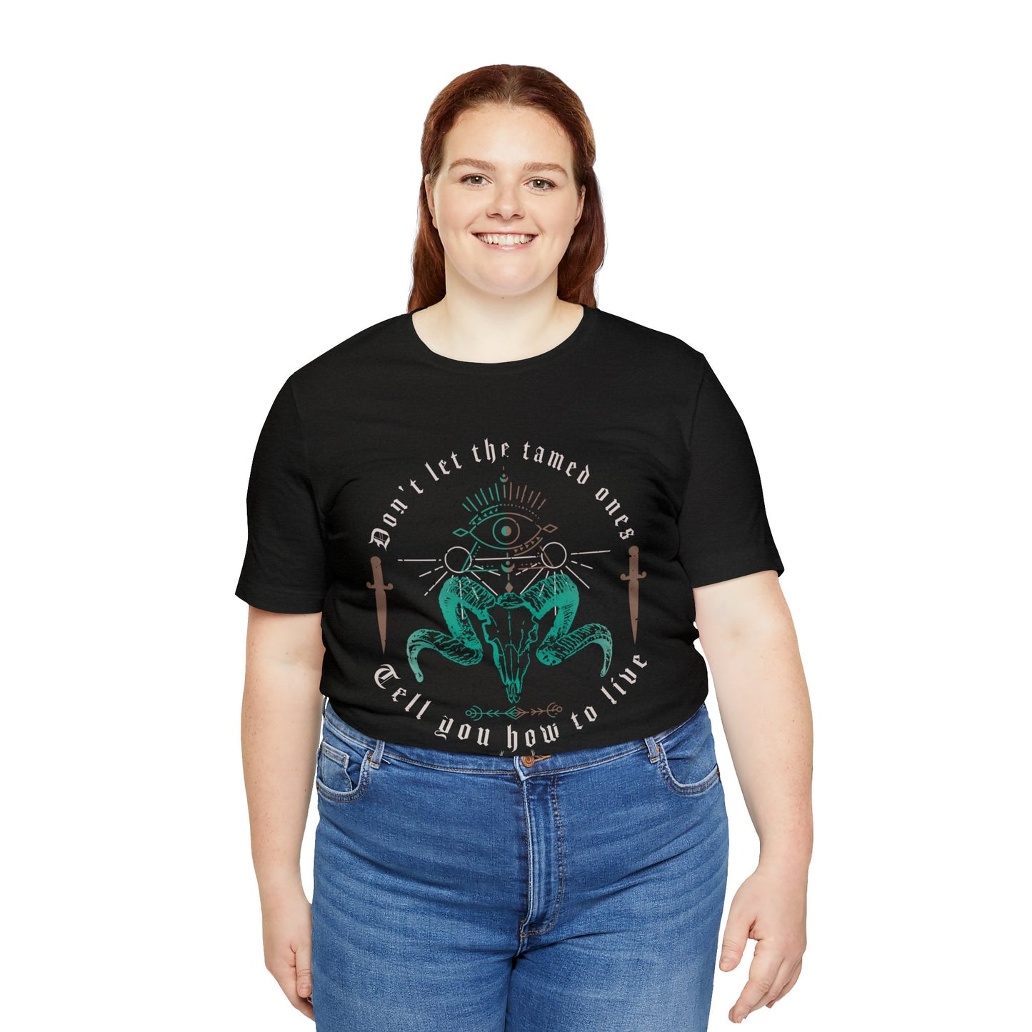 Don't let the tamed ones tell you how to live Green ᚾ THE OFFBEAT RUNARS Unisex Jersey Short Sleeve Tee