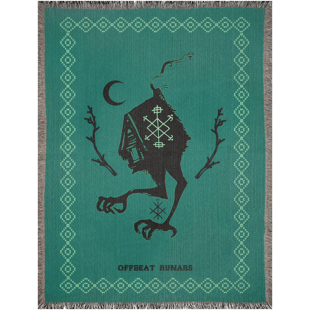 Baba Yaga Hut On Chicken Legs Green Woven Blankets