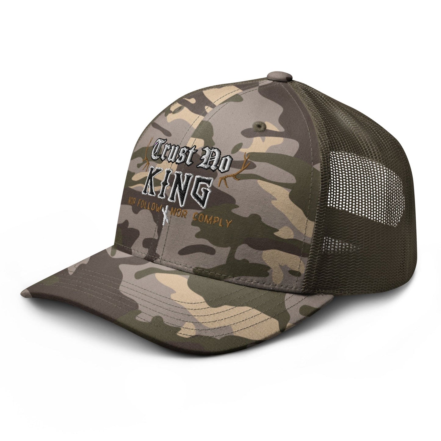 Gorra trucker Trust No King Original camuflaje