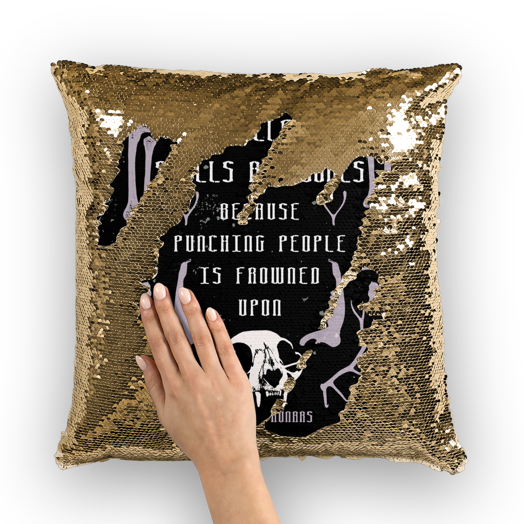 I collect skulls and bone Sequin Cushion Cover