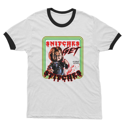 Snitches get stitches Adult Ringer T-Shirt