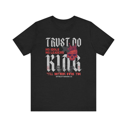 Trust No King w skull ᚾ THE OFFBEAT RUNARS CO. Unisex Jersey Short Sleeve Tee