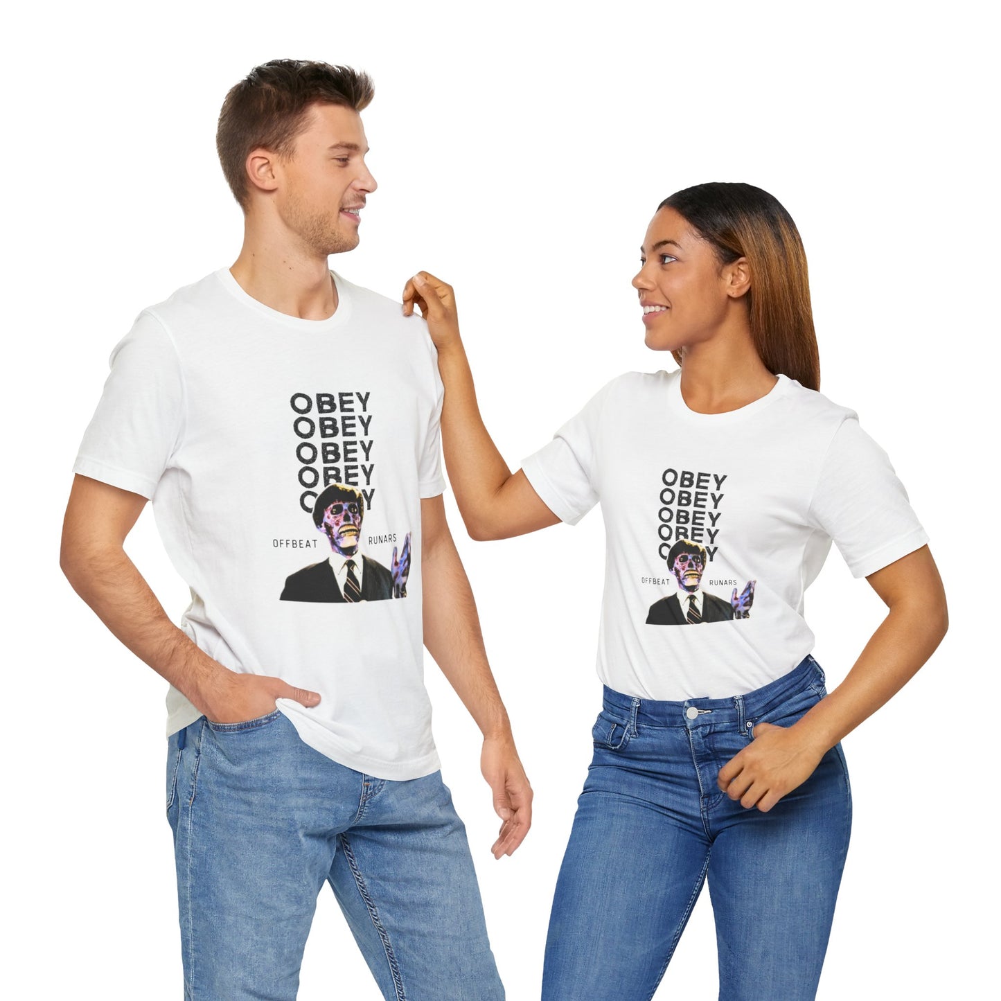 They live Obey ᚾ THE OFFBEAT RUNARS CO. Unisex Jersey Short Sleeve Tee