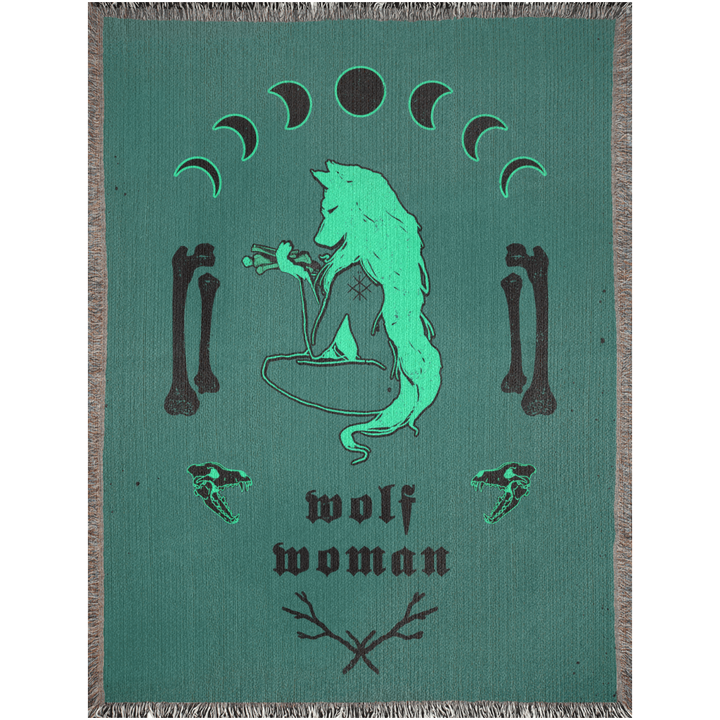 Wolf Woman La Loba Woven Blankets