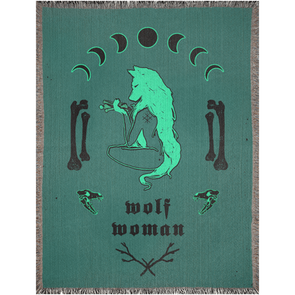 Wolf Woman La Loba Woven Blankets