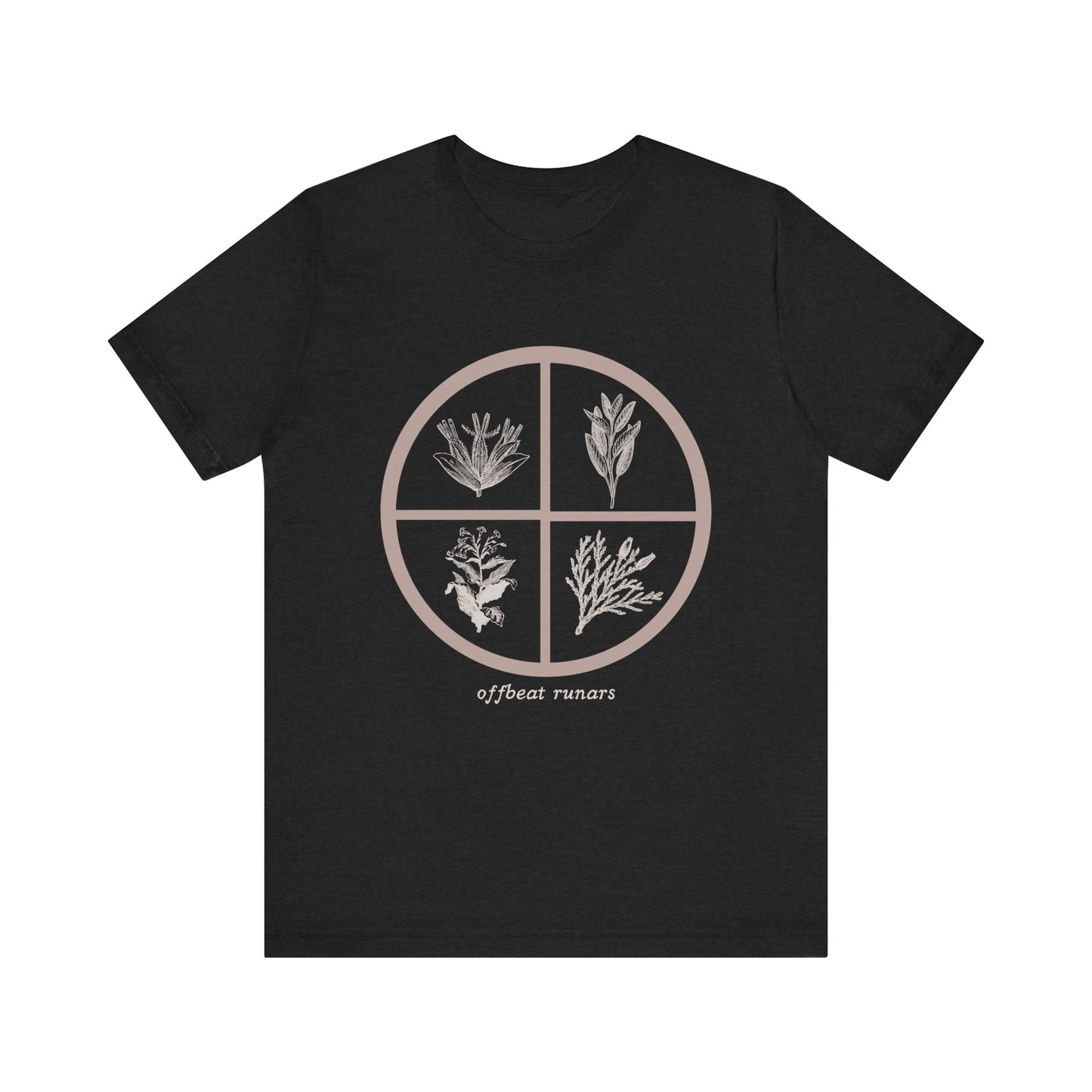 4 directions Sweetgrass Tobacco Sage Cedar ᚾ THE OFFBEAT RUNARS CO. Unisex Jersey Short Sleeve Tee