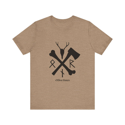 Crossed bone and axe Runes ᚾ THE OFFBEAT RUNARS CO. Unisex Jersey Short Sleeve Tee