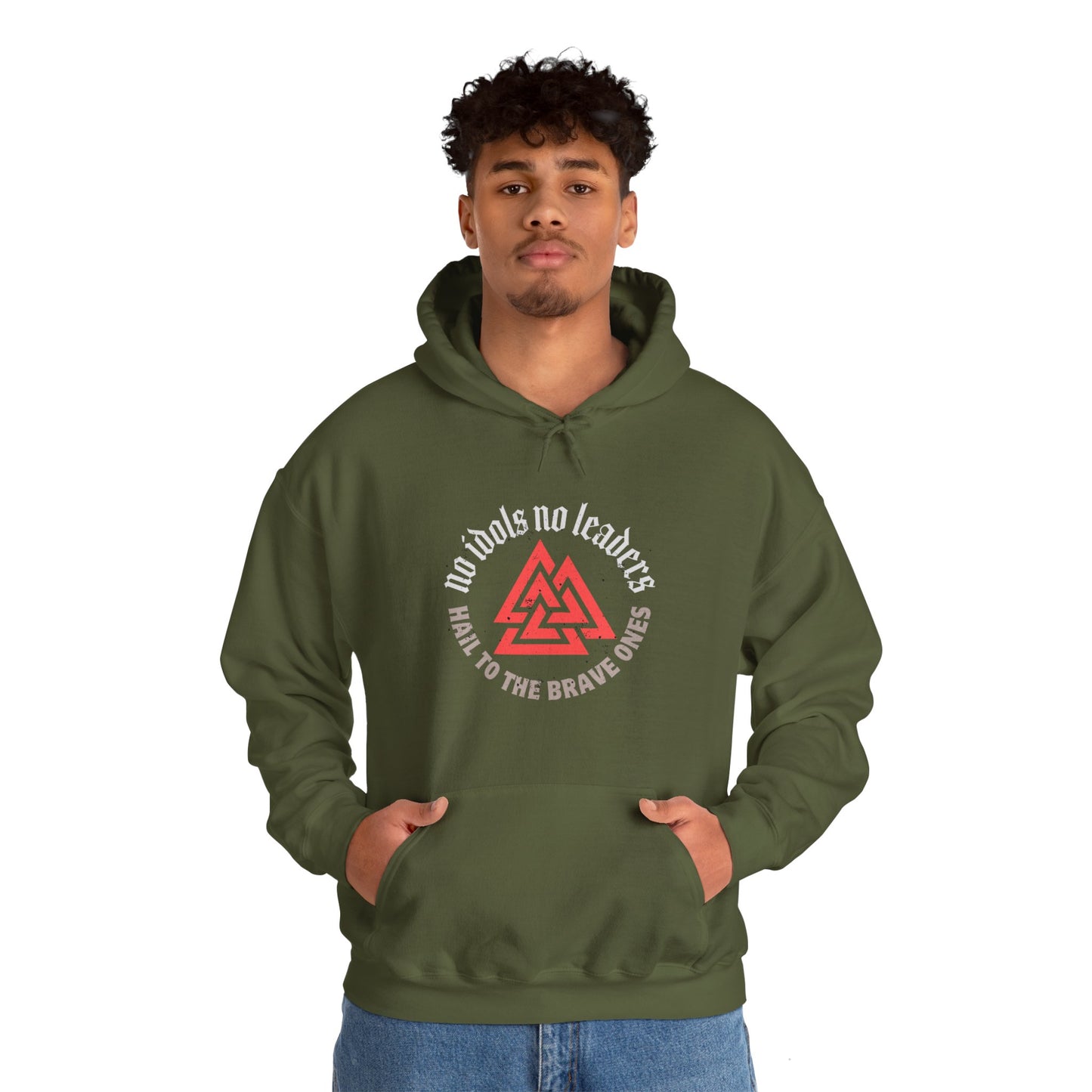 Hail to the brave ones Valknut ᚾ THE OFFBEAT RUNARS CO. Unisex Heavy Blend™ Hooded Sweatshirt