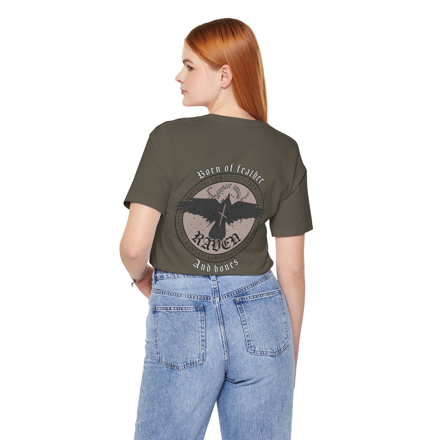 Born of Feather and Bones Raven ᚾ THE OFFBEAT RUNARS CO. Unisex Jersey Short Sleeve Tee