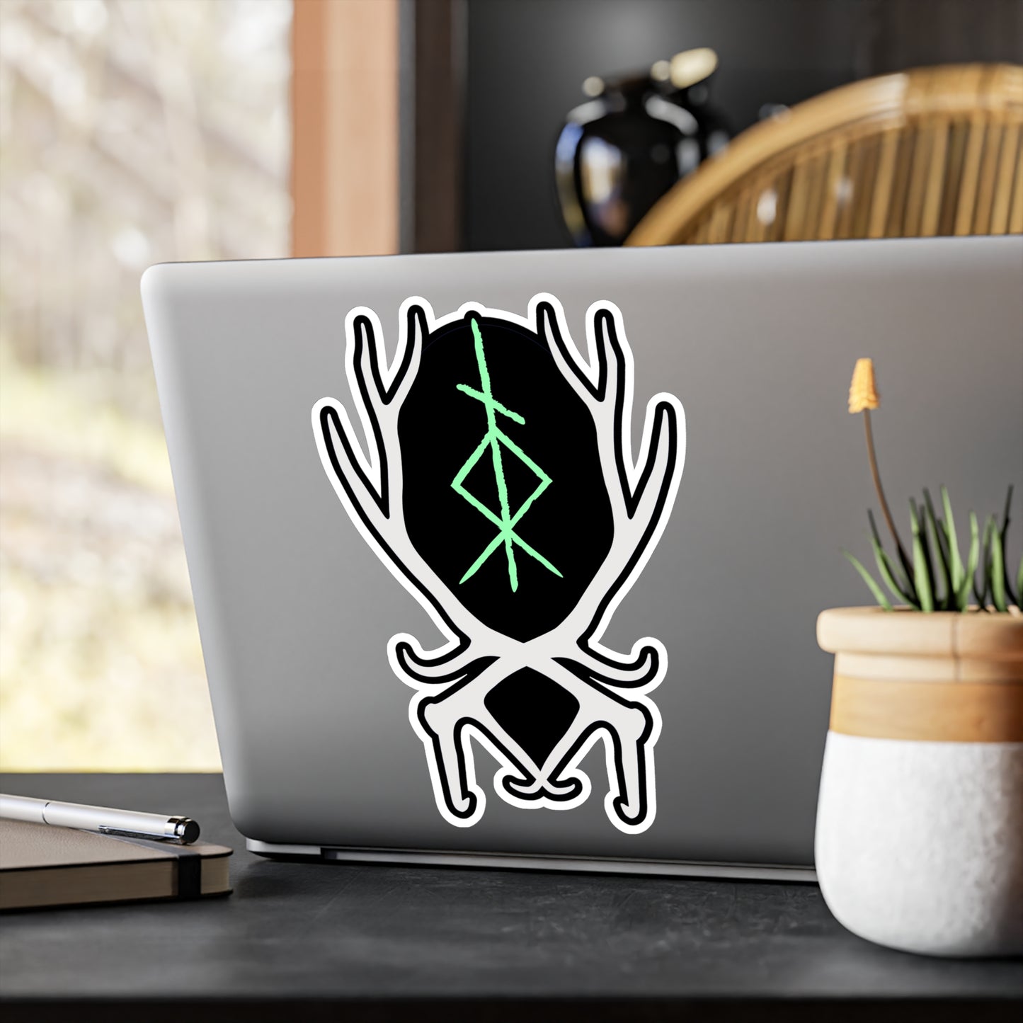 The Offbeat Runars Sigil w Antlers Kiss-Cut Vinyl Decals ᚾ THE OFFBEAT RUNARS CO.