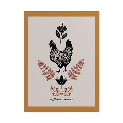 Chicken Linocut Rolled Poster THE OFFBEAT RUNARS CO.