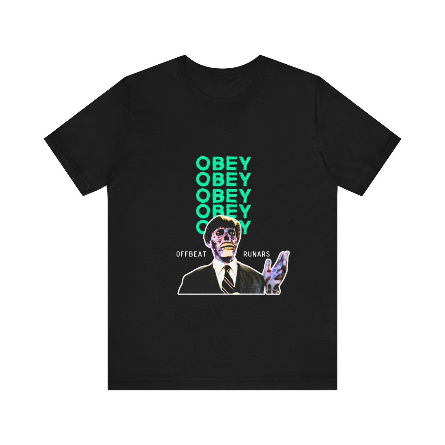 They live Obey ᚾ THE OFFBEAT RUNARS CO. Unisex Jersey Short Sleeve Tee