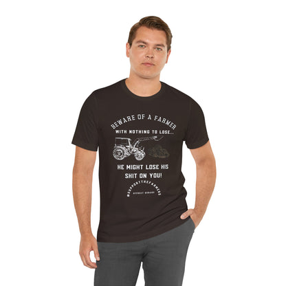 Beware of a farmer ᚾ THE OFFBEAT RUNARS CO. Unisex Jersey Short Sleeve Tee