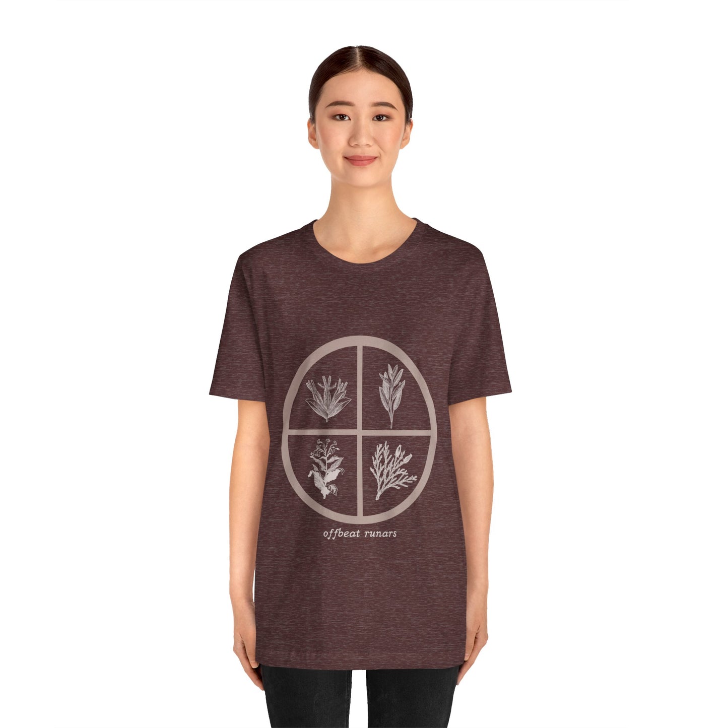 4 directions Sweetgrass Tobacco Sage Cedar ᚾ THE OFFBEAT RUNARS CO. Unisex Jersey Short Sleeve Tee