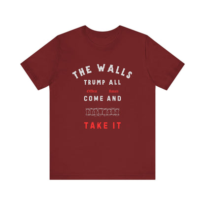 The walls trump all ᚾ THE OFFBEAT RUNARS CO. Unisex Jersey Short Sleeve Tee