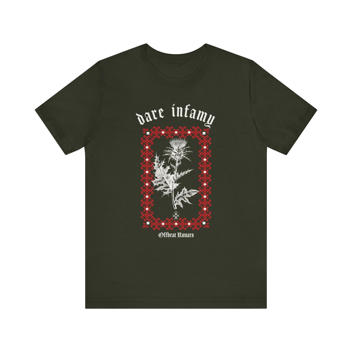 Dare infamy Thistle ᚾ THE OFFBEAT RUNARS CO. Unisex Jersey Short Sleeve Tee