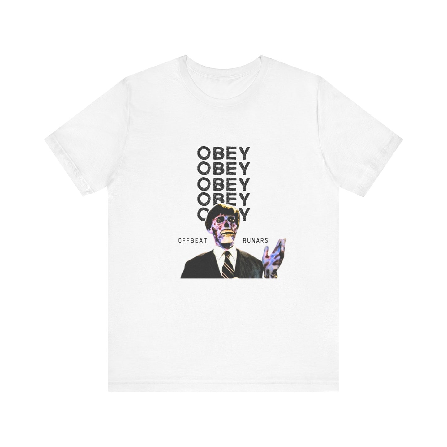 They live Obey ᚾ THE OFFBEAT RUNARS CO. Unisex Jersey Short Sleeve Tee