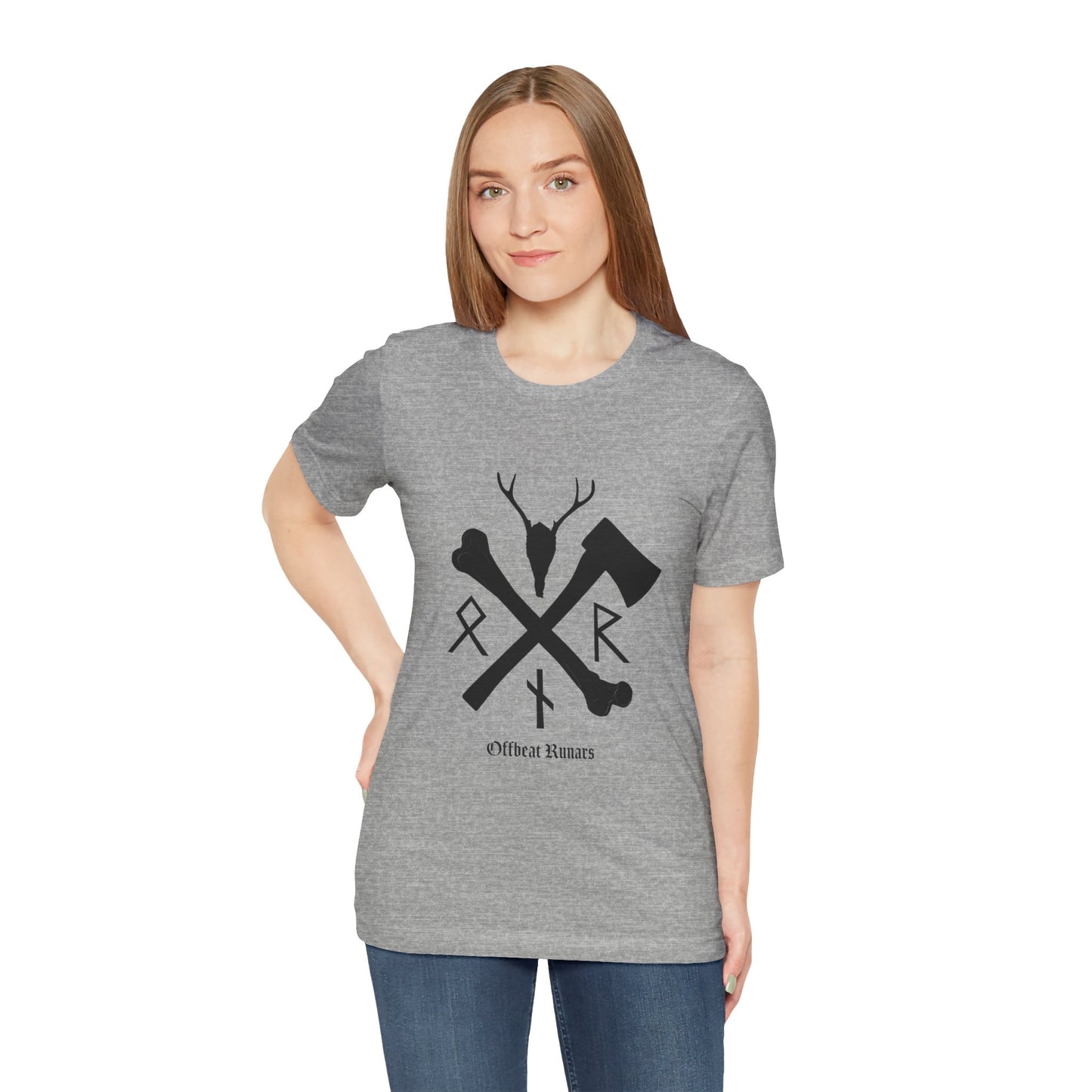 Crossed bone and axe Runes ᚾ THE OFFBEAT RUNARS CO. Unisex Jersey Short Sleeve Tee