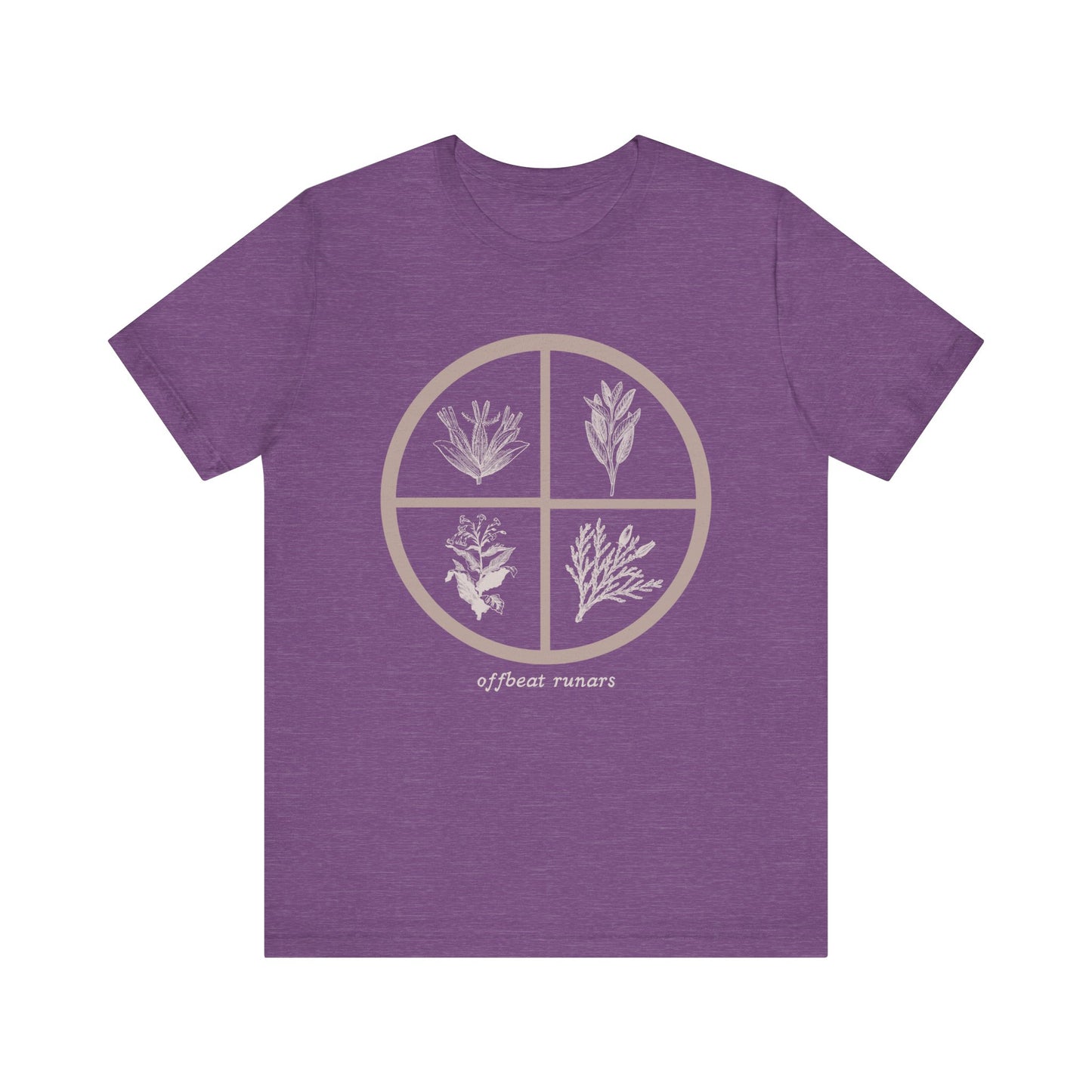 4 directions Sweetgrass Tobacco Sage Cedar ᚾ THE OFFBEAT RUNARS CO. Unisex Jersey Short Sleeve Tee