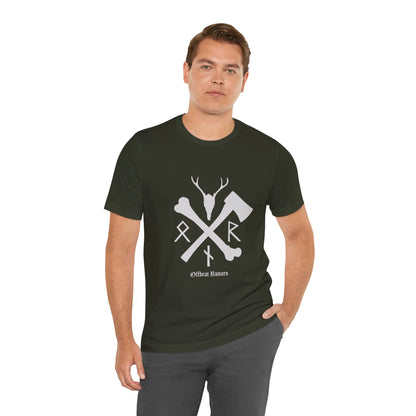 Crossed bone and axe Runes ᚾ THE OFFBEAT RUNARS CO. Unisex Jersey Short Sleeve Tee