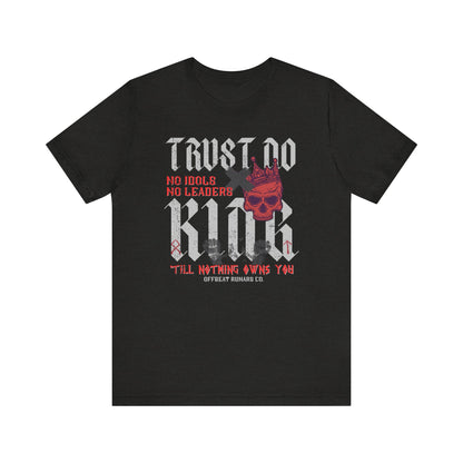 Trust No King w skull ᚾ THE OFFBEAT RUNARS CO. Unisex Jersey Short Sleeve Tee