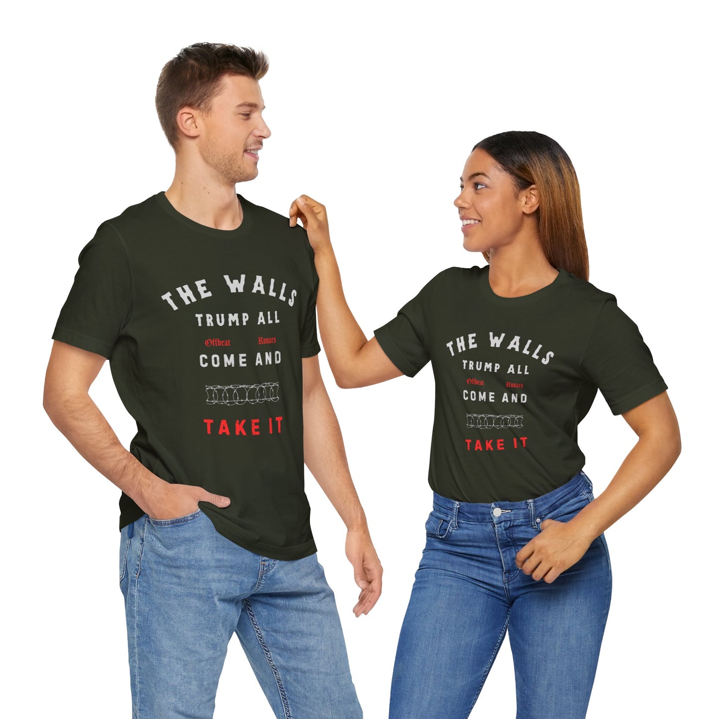 The walls trump all ᚾ THE OFFBEAT RUNARS CO. Unisex Jersey Short Sleeve Tee