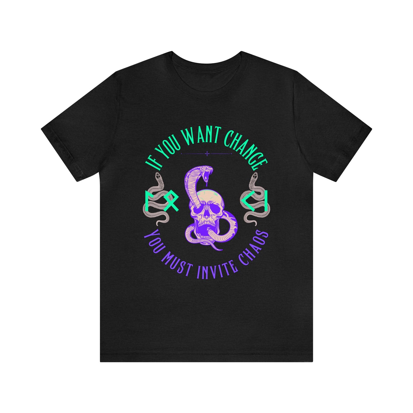 Si quieres un cambio, debes invitar al caos Purple Mint ᚾ THE OFFBEAT RUNARS CO. Camiseta de manga corta unisex Jersey