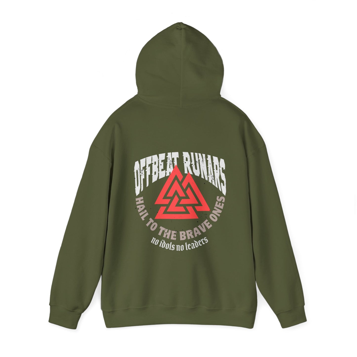 Hail to the brave ones Valknut ᚾ THE OFFBEAT RUNARS CO. Unisex Heavy Blend™ Hooded Sweatshirt