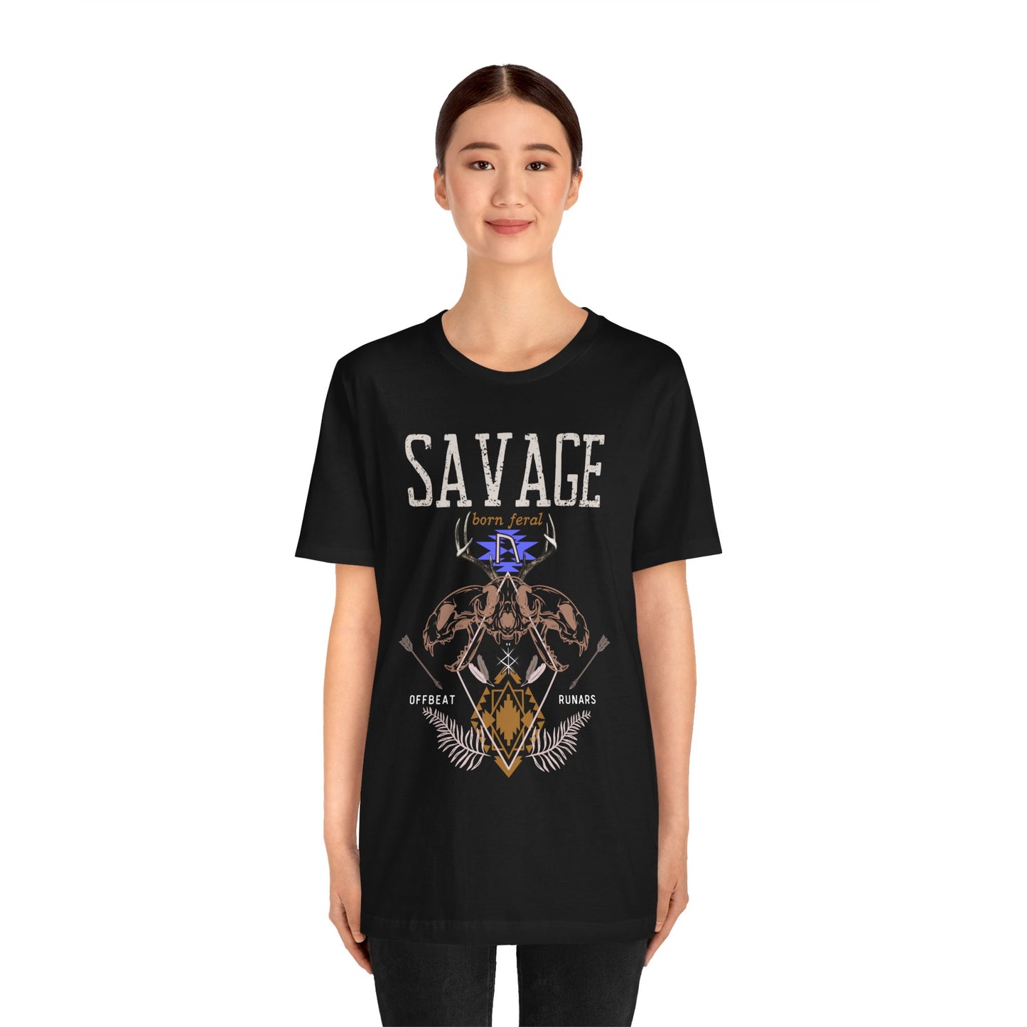 Savage Born Feral ᚾ THE OFFBEAT RUNARS CO. Unisex Jersey Short Sleeve Tee