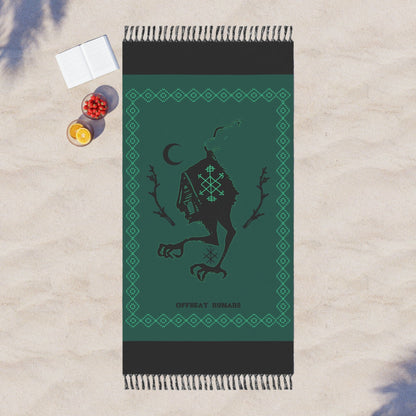 Baba Yaga Hut on chicken legs Boho Beach Towel