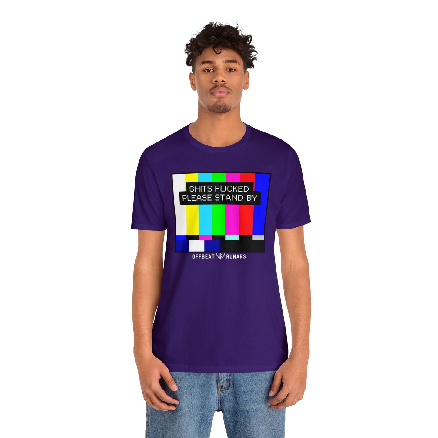 Shits f*cked, please stand by ᚾ THE OFFBEAT RUNARS CO. Unisex Jersey Short Sleeve Tee