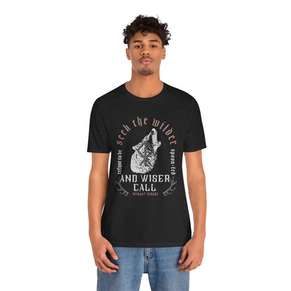 Seek the wiser and wilder call ᚾ THE OFFBEAT RUNARS CO. Unisex Jersey Short Sleeve Tee