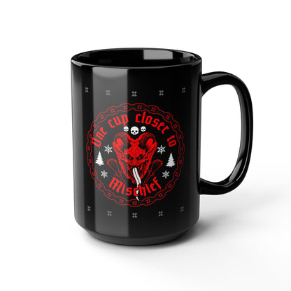 One cup closer to mischief Krampus Black Mug