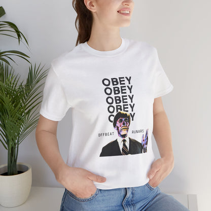 They live Obey ᚾ THE OFFBEAT RUNARS CO. Unisex Jersey Short Sleeve Tee