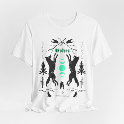 Wolves linocut ᚾ THE OFFBEAT RUNARS CO. Unisex Jersey Short Sleeve Tee