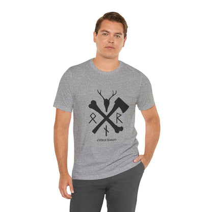 Crossed bone and axe Runes ᚾ THE OFFBEAT RUNARS CO. Unisex Jersey Short Sleeve Tee