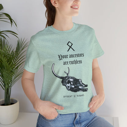 Vos ancêtres sont impitoyables ᚾ THE OFFBEAT RUNARS CO. Unisex Jersey Short Sleeve Tee