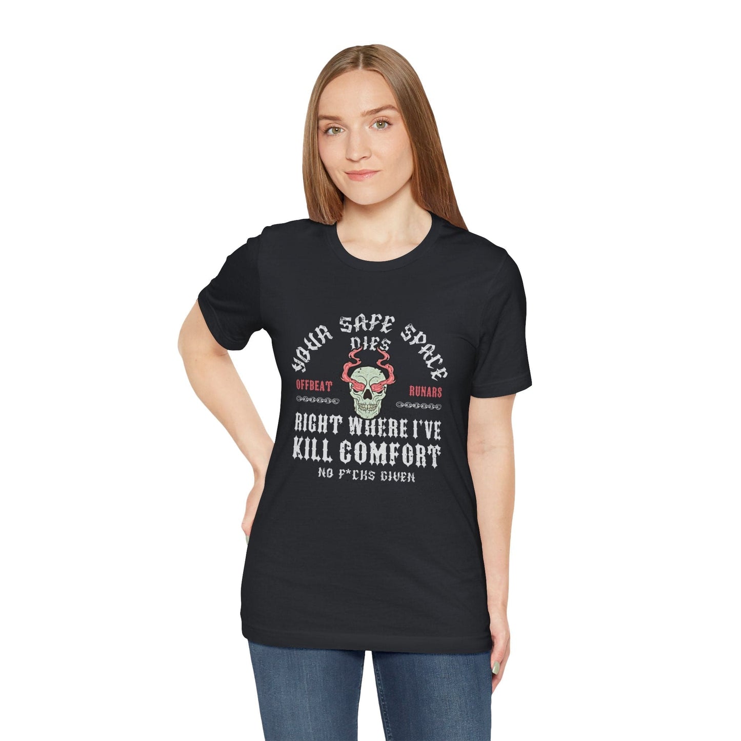 Your safe space dies ᚾ THE OFFBEAT RUNARS CO. Unisex Jersey Short Sleeve Tee