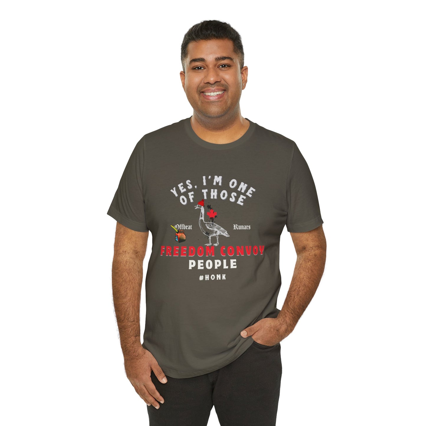 I'm one of those freedom convoy people ᚾ THE OFFBEAT RUNARS CO. Unisex Jersey Short Sleeve Tee