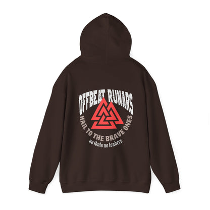 Hail to the brave ones Valknut ᚾ THE OFFBEAT RUNARS CO. Unisex Heavy Blend™ Hooded Sweatshirt