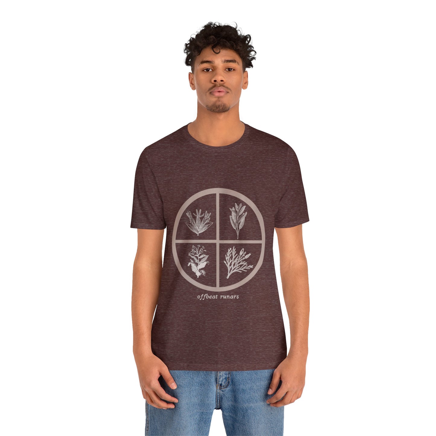 4 directions Sweetgrass Tobacco Sage Cedar ᚾ THE OFFBEAT RUNARS CO. Unisex Jersey Short Sleeve Tee