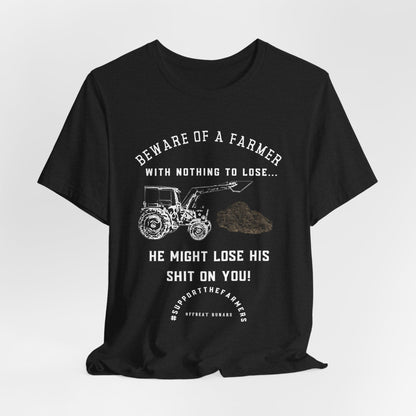 Beware of a farmer ᚾ THE OFFBEAT RUNARS CO. Unisex Jersey Short Sleeve Tee