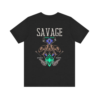 Savage Born Feral ᚾ THE OFFBEAT RUNARS CO. Unisex Jersey Short Sleeve Tee