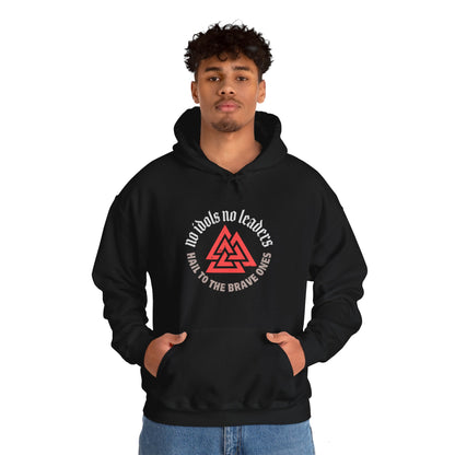 Hail to the brave ones Valknut ᚾ THE OFFBEAT RUNARS CO. Unisex Heavy Blend™ Hooded Sweatshirt