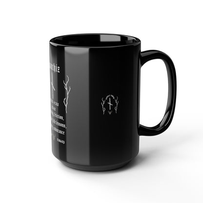 Taza negra Nauthiz de 11 oz ᚾ THE OFFBEAT RUNARS Co.