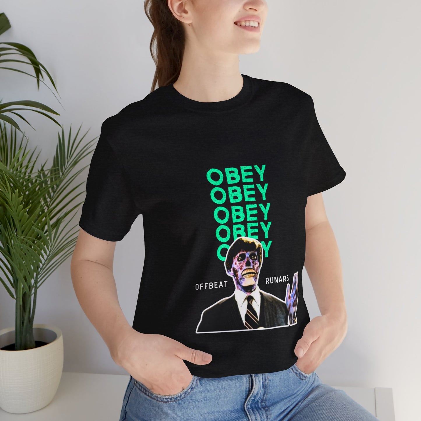 They live Obey ᚾ THE OFFBEAT RUNARS CO. Unisex Jersey Short Sleeve Tee