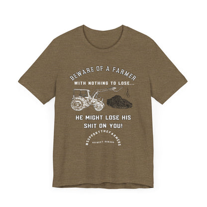 Beware of a farmer ᚾ THE OFFBEAT RUNARS CO. Unisex Jersey Short Sleeve Tee